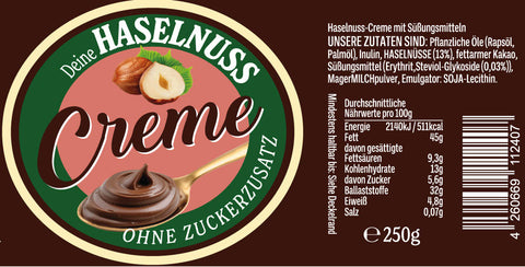 CREMA DE AVELLANAS sin azúcar añadido