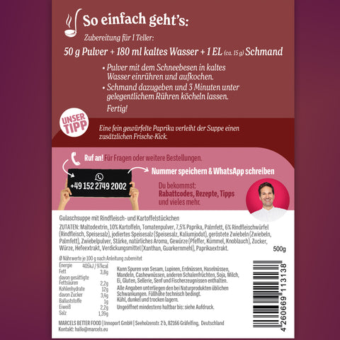 Gulaschsuppe mit Rind und Kartoffel