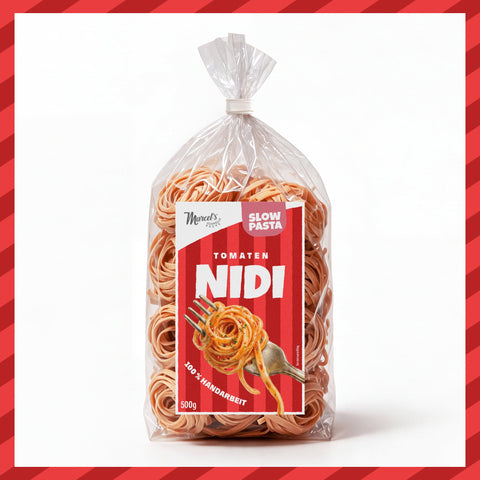 Marcel's Schnelle Küche Nidi Tomate, handgemachte Nudelnester 500 g – Vorderseite