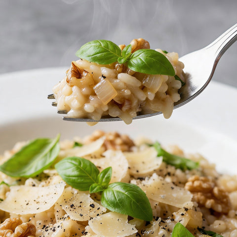 Marcel's Basilikum-Walnuss-Risotto – Gericht, Detailansicht