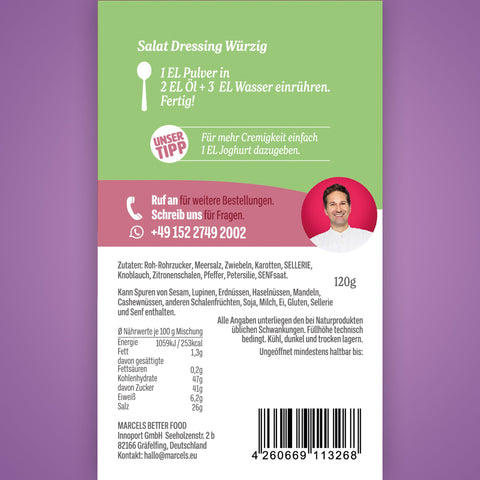 Salatdressing Knobi-Style 120 g – Rückseite mit Zutaten und Zubereitung