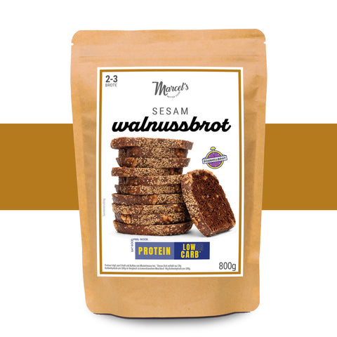WALNUSS-SESAMBROT, 30% weniger Kohlenhydrate